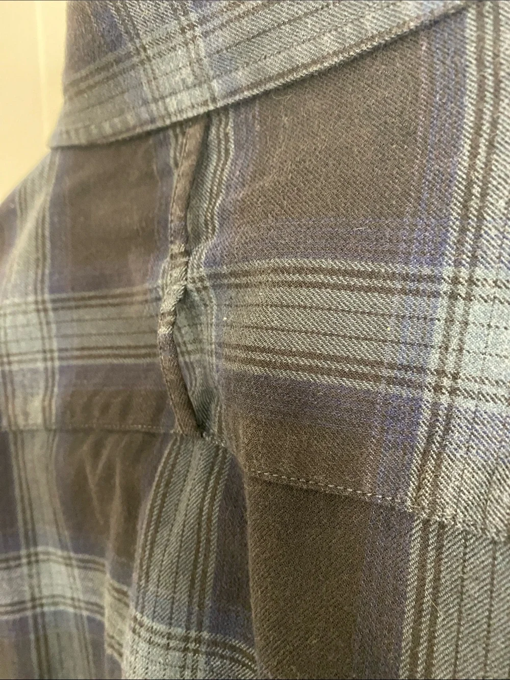 Banana Republic Luxe Flannel Slim Fit Plaid Button Down Shirt Blue Gray Medium